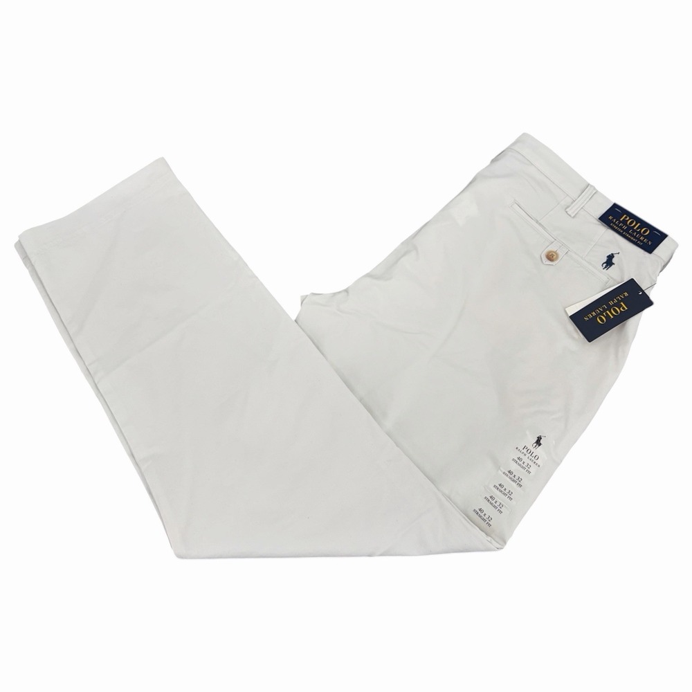 Polo Ralph Lauren Stretch Straight Fit Chino Twill Pants Size‎ 40x32 White Pony